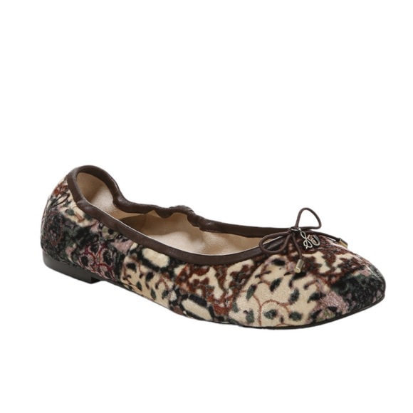 SAM EDELMAN Felicia Ballet Flat in Ivory Velvet Multi Size 8.5 - Picture 1 of 11